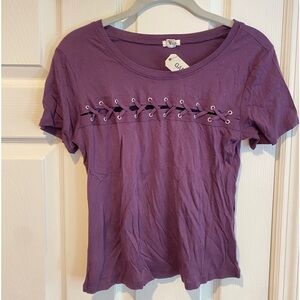 Purple lace-up baby tee from Garage, size small